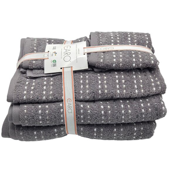 Caro Home 6pc Gray Soft Cotton Towel Set 2 Bath 2 Hand 2 Washcloths - Picture 2 of 11